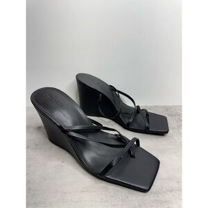 Open‎ Edit Wedge Sandals Size 9 Black Open Square Toe